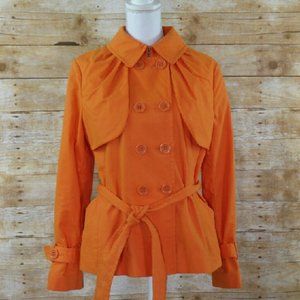 Orange double breasted trench coat